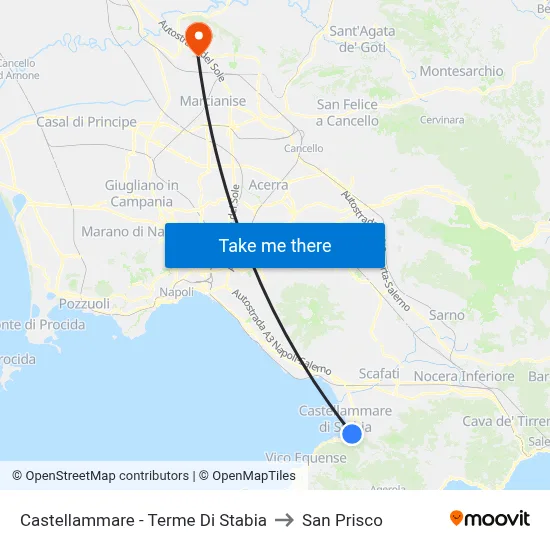 Castellammare - Stabia Thermal Baths to San Prisco map