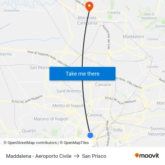 Maddalena - Civil Airport to San Prisco map