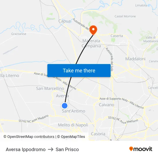 Aversa Hippodrome to San Prisco map