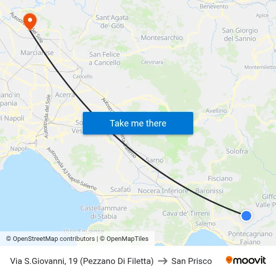 Via San Giovanni, 19 (Pezzano of Filetta) to San Prisco map