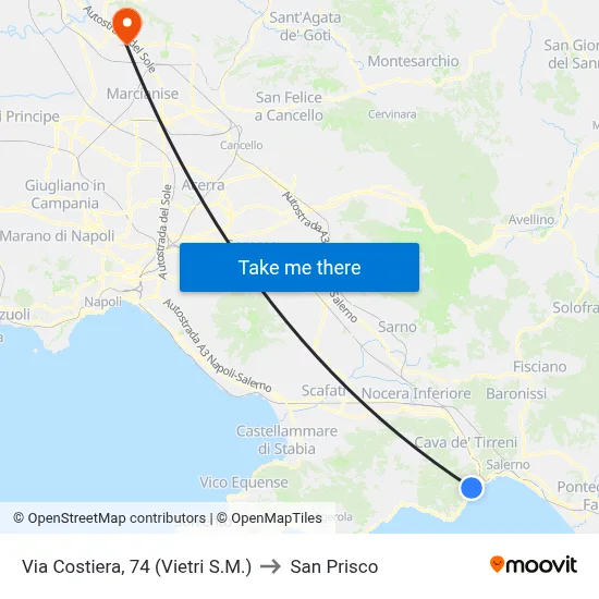 Coastal Road, 74 (Vietri S.M.) to San Prisco map