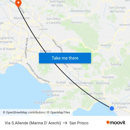 Via S.Allende (Marina D'Arechi) to San Prisco map
