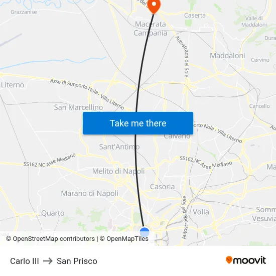 Carlo III to San Prisco map