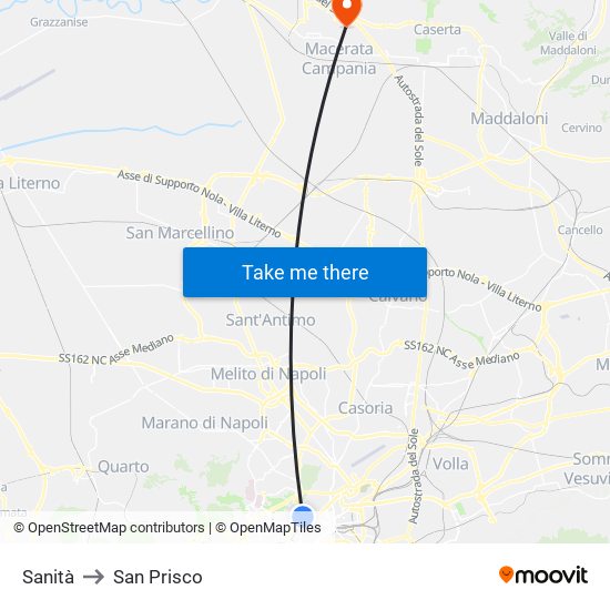 Sanità to San Prisco map