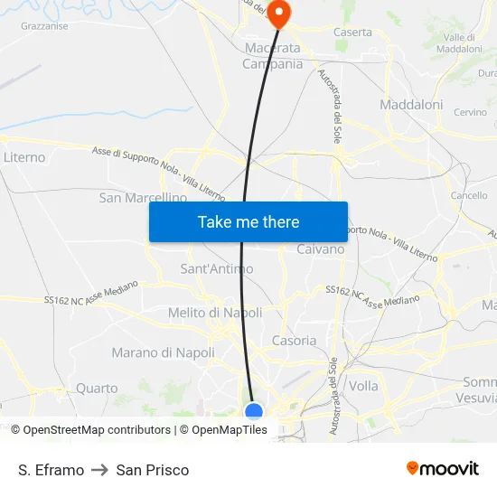 St. Eframo to San Prisco map