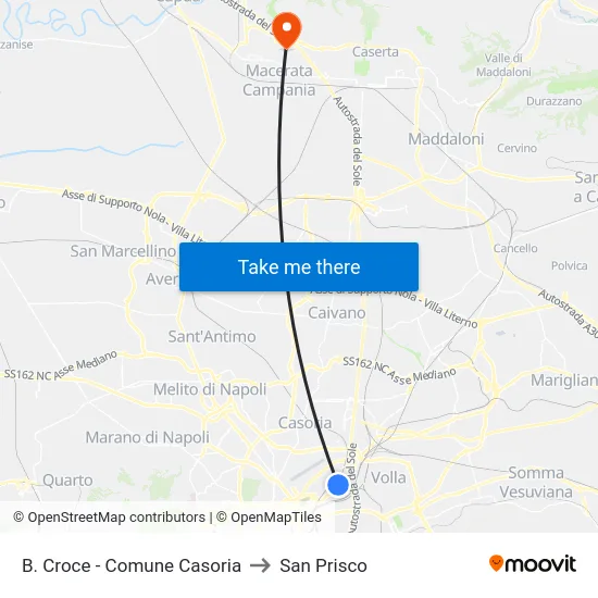 B. Croce - Comune Casoria to San Prisco map