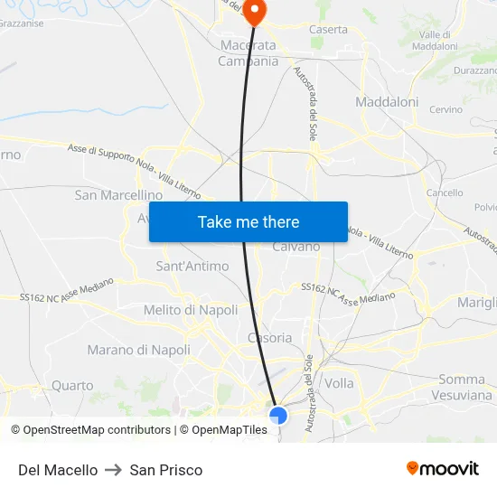 Del Macello to San Prisco map