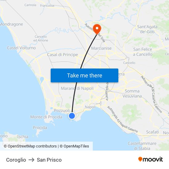 Coroglio to San Prisco map
