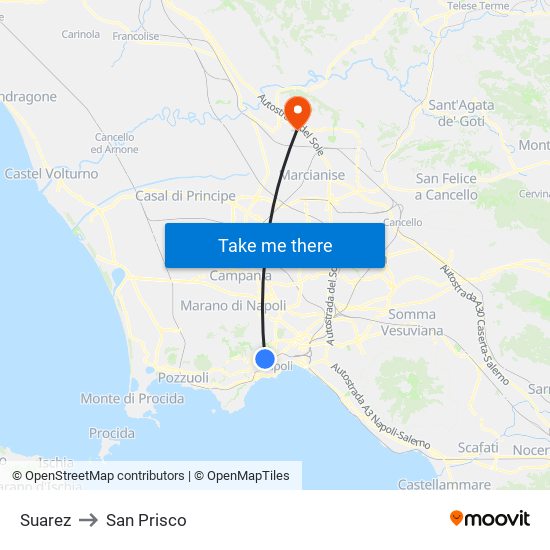Suarez to San Prisco map