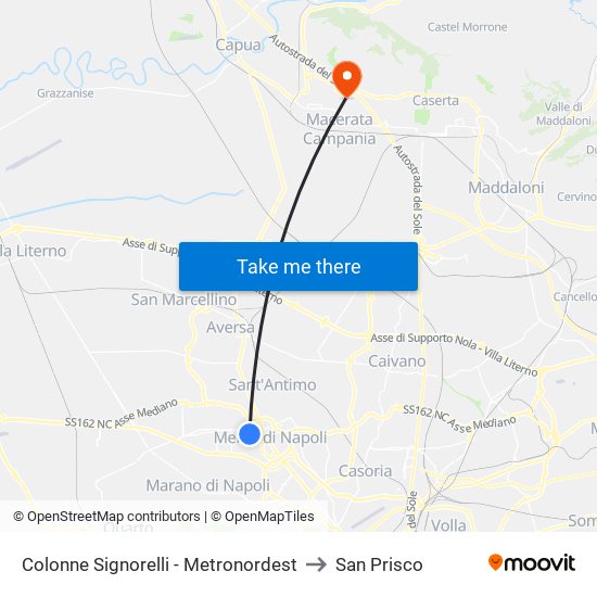 Colonne Signorelli - Metronordest to San Prisco map