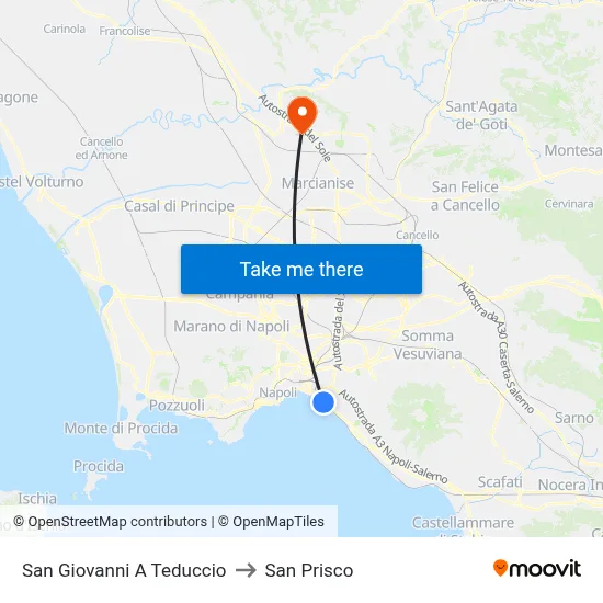 San Giovanni A Teduccio to San Prisco map