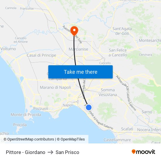Pittore - Giordano to San Prisco map