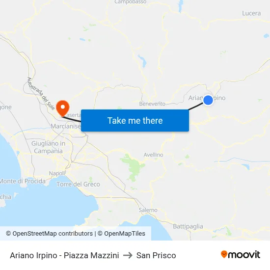 Ariano Irpino - Mazzini Square to San Prisco map