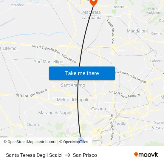 Santa Teresa Degli Scalzi to San Prisco map