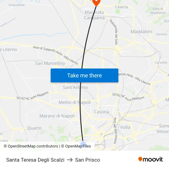 Santa Teresa Degli Scalzi to San Prisco map