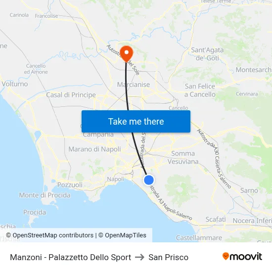 Manzoni - Sports Palace to San Prisco map