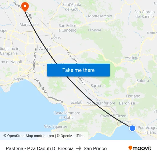 Pastena - Brescia Fallen Square to San Prisco map