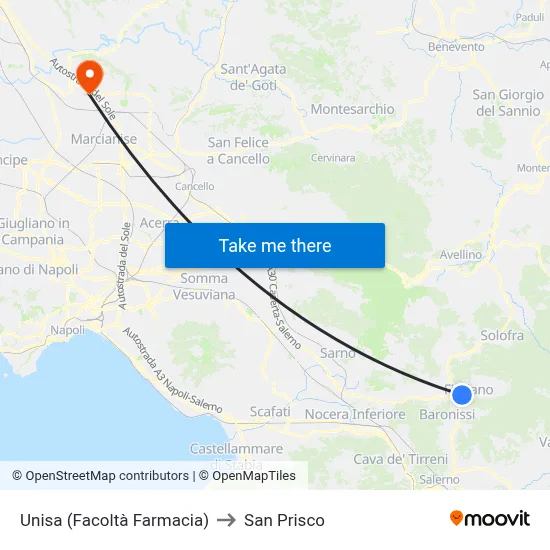 UNISA (Faculty of Pharmacy) to San Prisco map