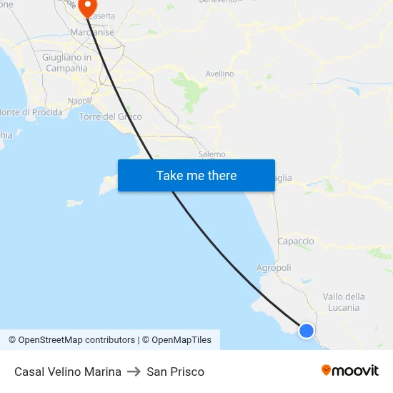 Casal Velino Marina to San Prisco map