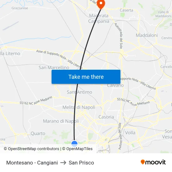 Montesano - Cangiani to San Prisco map