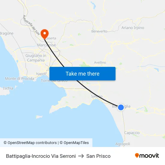 Battipaglia-Serroni Street Junction to San Prisco map