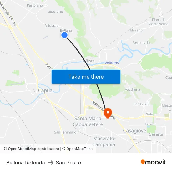 Bellona Roundabout to San Prisco map