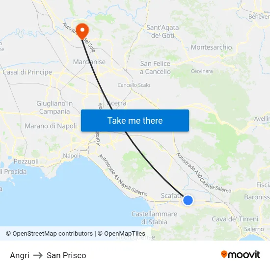 Angri to San Prisco map