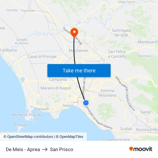 De Meis - Aprea to San Prisco map