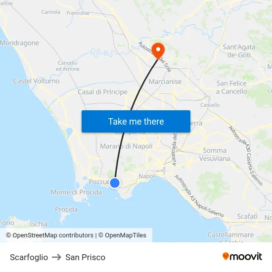 Scarfoglio to San Prisco map