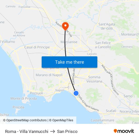 Roma - Villa Vannucchi to San Prisco map
