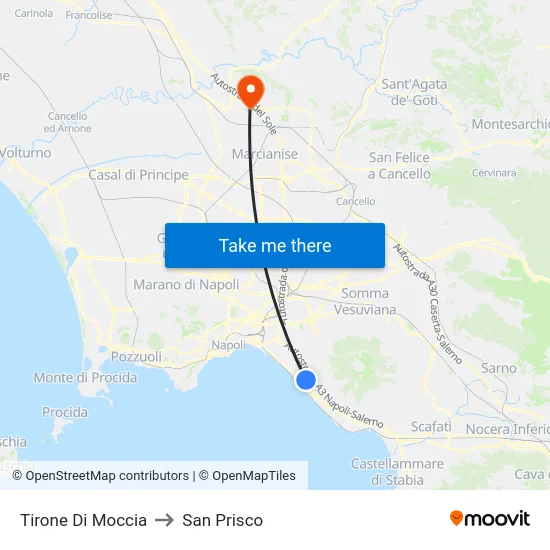 Tirone Di Moccia to San Prisco map