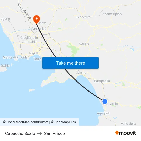 Capaccio Station to San Prisco map