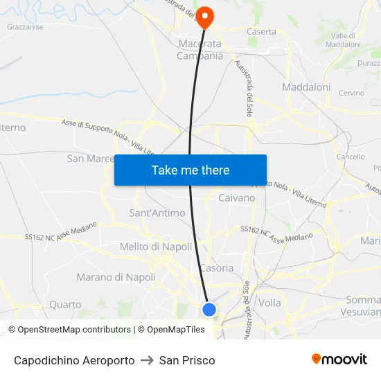 Capodichino Airport to San Prisco map