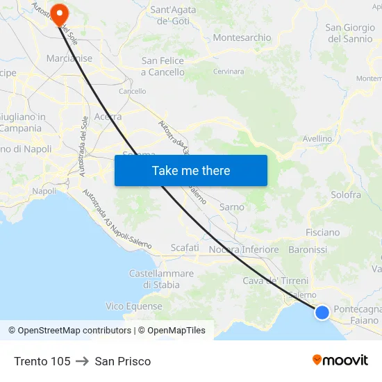 Trento 105 to San Prisco map