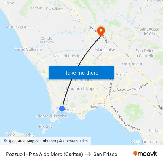 Pozzuoli - P.za Aldo Moro (Caritas) to San Prisco map