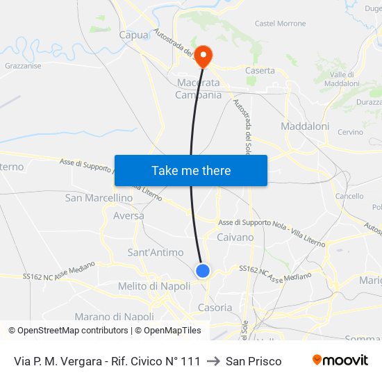 Via P. M. Vergara - Rif. Civico N° 111 to San Prisco map
