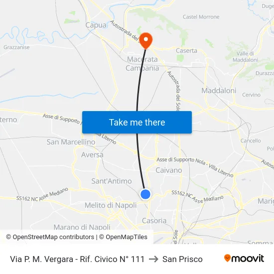Via P. M. Vergara - Rif. Civico N° 111 to San Prisco map