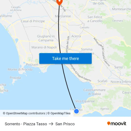 Sorrento - Piazza Tasso to San Prisco map