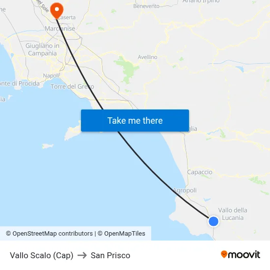 Vallo Station (Terminal) to San Prisco map