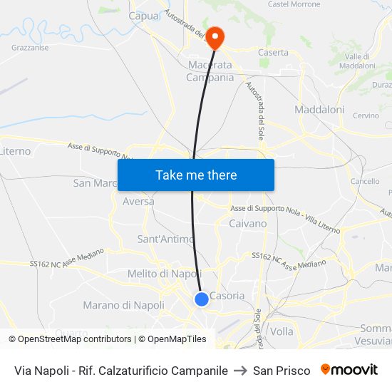 Via Napoli - Rif. Calzaturificio Campanile to San Prisco map