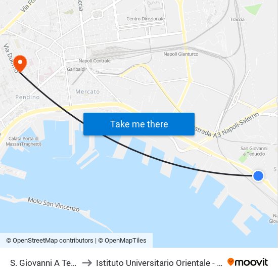 S. Giovanni A Teduccio - Tartarone to Istituto Universitario Orientale - Palazzo Santa Maria Porta Coeli map