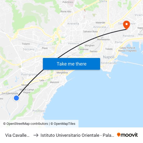 Via Cavalleggeri Aosta to Istituto Universitario Orientale - Palazzo Santa Maria Porta Coeli map