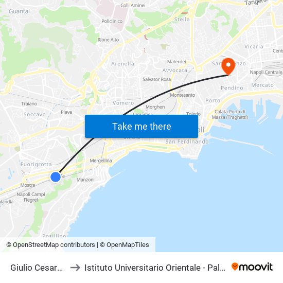 Giulio Cesare - San Vitale to Istituto Universitario Orientale - Palazzo Santa Maria Porta Coeli map