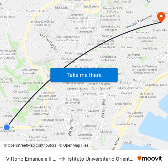 Vittorio Emanuele II - Chiesa S. Maria Apparente to Istituto Universitario Orientale - Palazzo Santa Maria Porta Coeli map