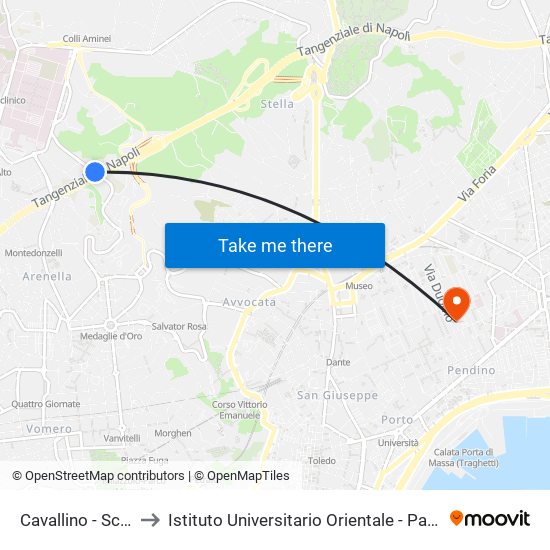 Cavallino - Scuola Materna to Istituto Universitario Orientale - Palazzo Santa Maria Porta Coeli map