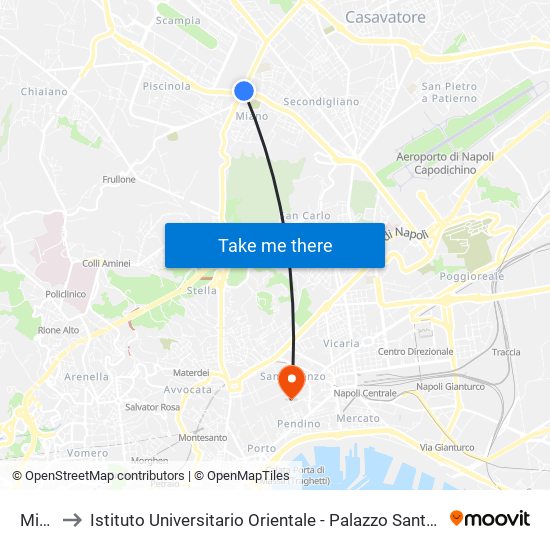 Miano to Istituto Universitario Orientale - Palazzo Santa Maria Porta Coeli map