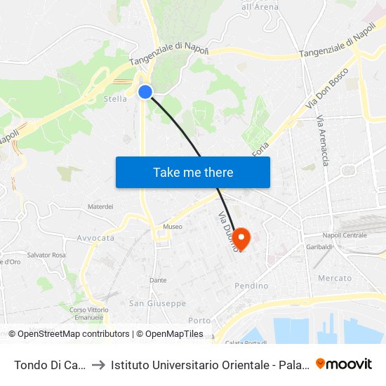 Tondo Di Capodimonte to Istituto Universitario Orientale - Palazzo Santa Maria Porta Coeli map
