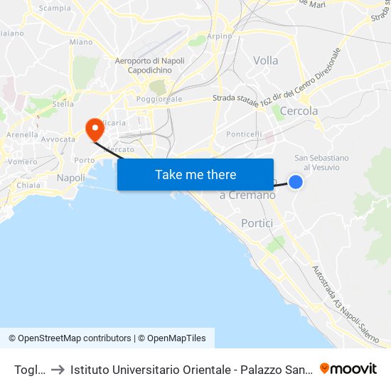 Togliatti to Istituto Universitario Orientale - Palazzo Santa Maria Porta Coeli map