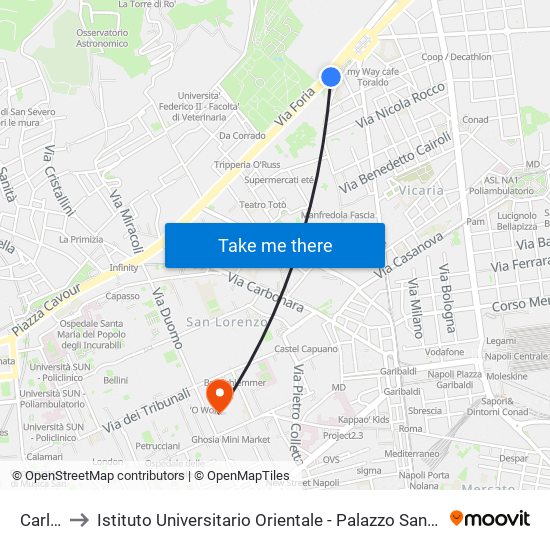 Carlo III to Istituto Universitario Orientale - Palazzo Santa Maria Porta Coeli map