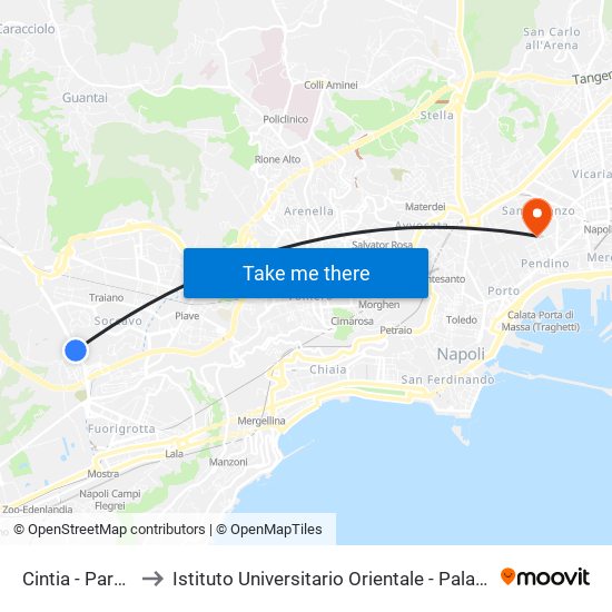 Cintia - Parco S. Paolo to Istituto Universitario Orientale - Palazzo Santa Maria Porta Coeli map